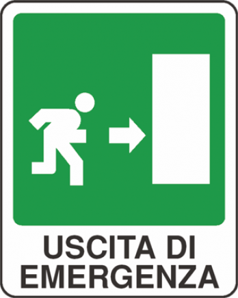 cartello uscita di emergenza a destra